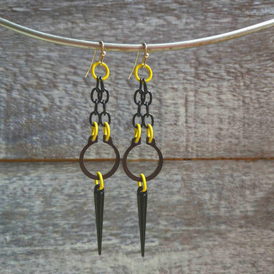 Yellow Spike Punk Earrings